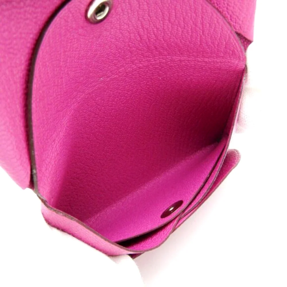 Hermes Calvi DUO Card Holder Pink Chevre Leather